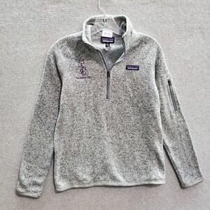 Patagonia Women Sweatshirt Small Gray Fleece 1/2 Zip Mock Neck Logo Pullover